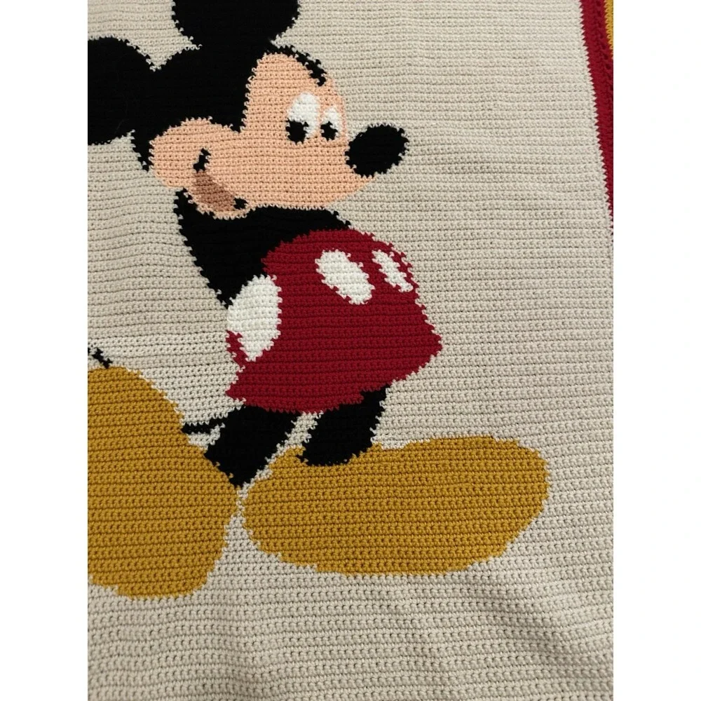Handmade Crochet Mickey Mouse Throw Blanket Knit 44x50 Afghan Finished